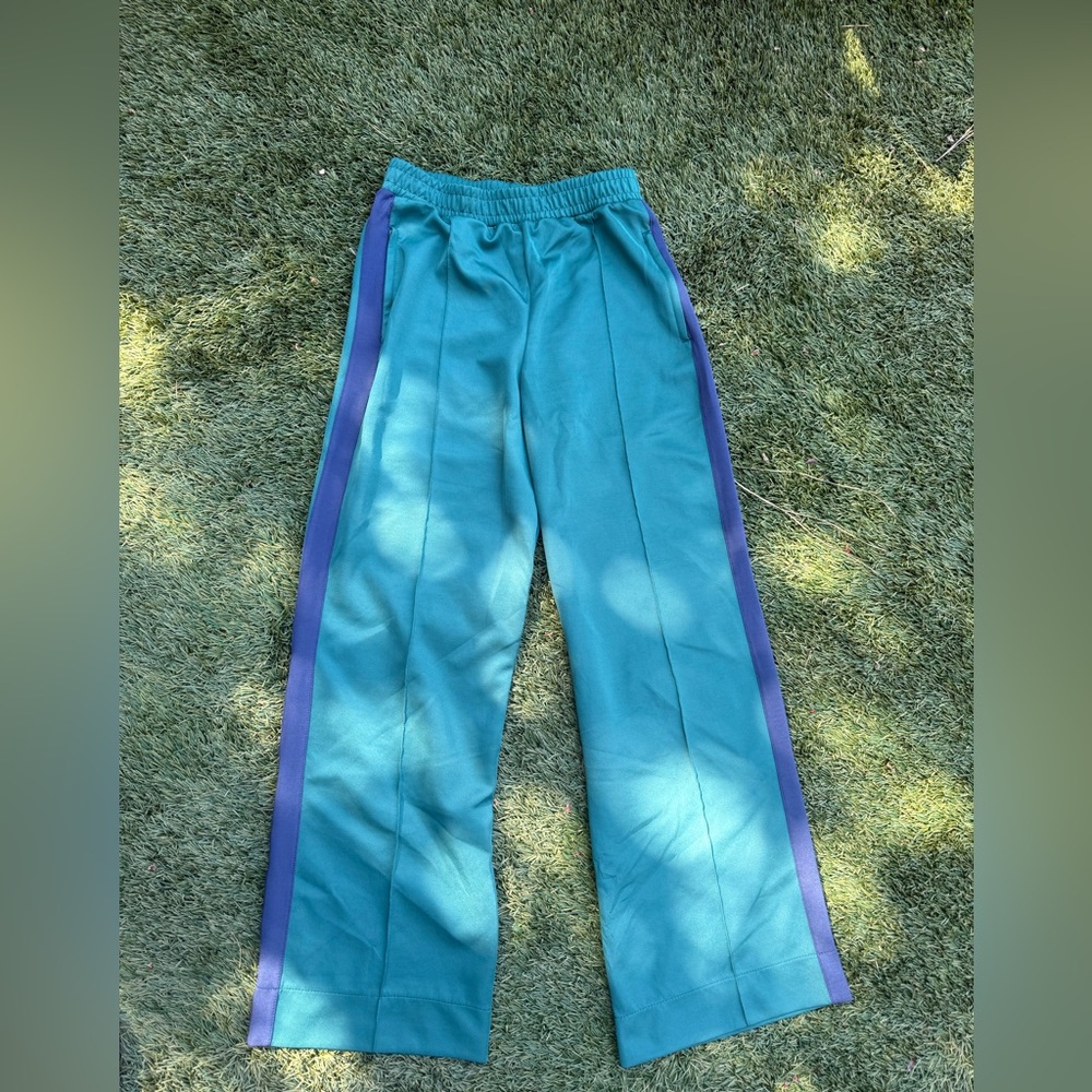 Zara Green Joggers with Blue Stripes